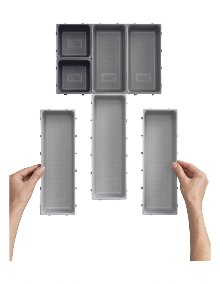 Joseph Joseph Blox 7-piece Drawer Organiser Set Grey 2 Joseph Joseph Blox 7-piece Drawer Organiser Set Grey - Image 2