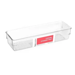 BOXSWEDEN Box Sweden Crystal Plastic Storage Tray Home Kitchen Office Organiser 24x8cm