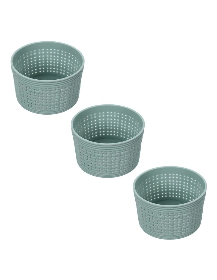 BOXSWEDEN 3pc 10cm Round Ivy Weave Home/Kitchen Storage Basket Assorted 1 BOXSWEDEN 3pc 10cm Round Ivy Weave Home/Kitchen Storage Basket Assorted