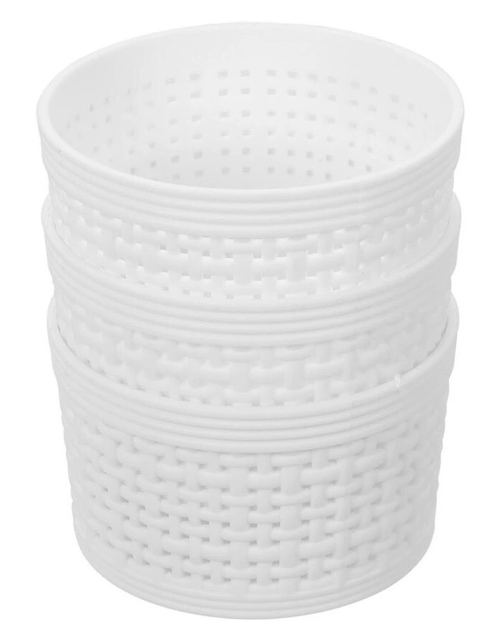 BOXSWEDEN 3pc 10cm Round Ivy Weave Home/Kitchen Storage Basket Assorted 2 BOXSWEDEN 3pc 10cm Round Ivy Weave Home/Kitchen Storage Basket Assorted - Image 2