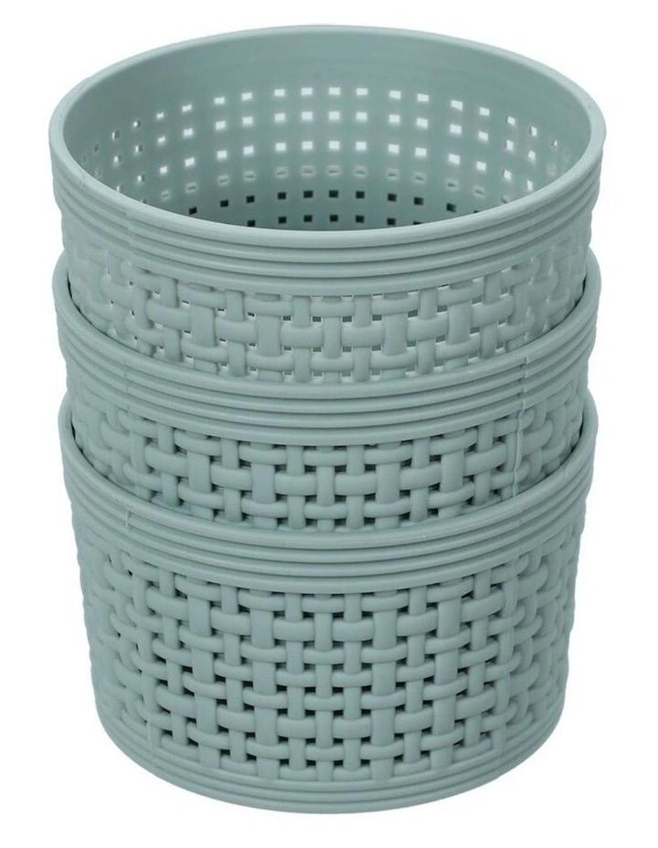 BOXSWEDEN 3pc 10cm Round Ivy Weave Home/Kitchen Storage Basket Assorted 3 BOXSWEDEN 3pc 10cm Round Ivy Weave Home/Kitchen Storage Basket Assorted - Image 3