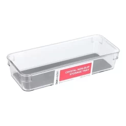 BOXSWEDEN 23x9cm Crystal Plastic Non Slip Storage Tray Home Kitchen Organiser