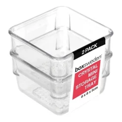 BOXSWEDEN 2pc 8cm Crystal Mini Plastic Storage Tray Home Kitchen Organiser