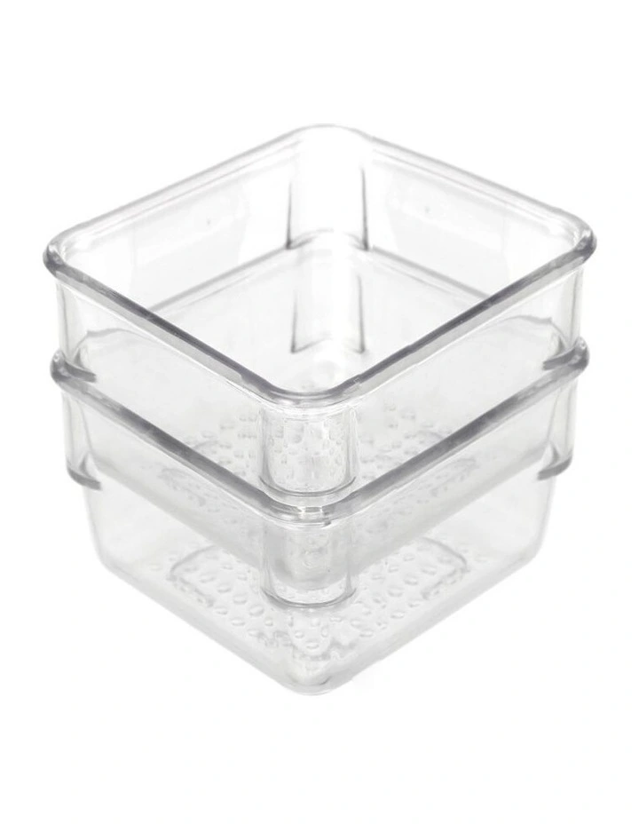 BOXSWEDEN 2pc 8cm Crystal Mini Plastic Storage Tray Home Kitchen Organiser - Image 2