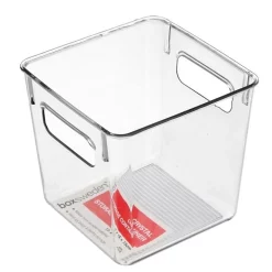 BOXSWEDEN Crystal Plastic Storage Container 15cm Medium Fridge/Pantry Organiser