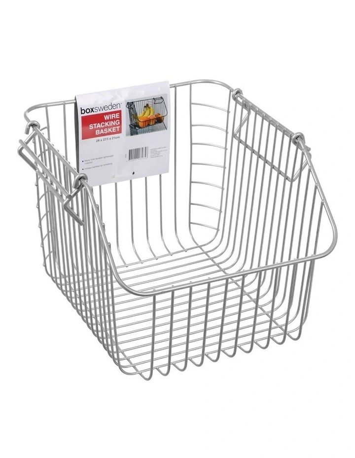 BOXSWEDEN 28cm Wire Stackable/Stacking Fruits/Veggies Storage Basket Assorted