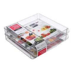BOXSWEDEN 3PK 30x30cm Crystal Fridge/Pantry Kitchen Food BPA Free Tray Clear