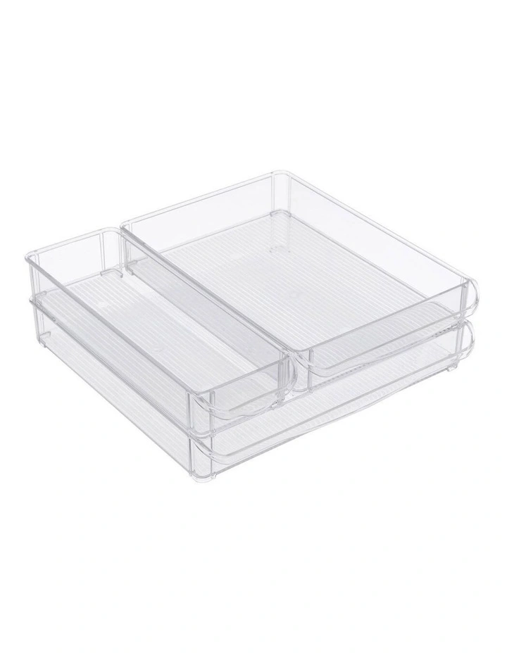 BOXSWEDEN 3PK 30x30cm Crystal Fridge/Pantry Kitchen Food BPA Free Tray Clear - Image 2