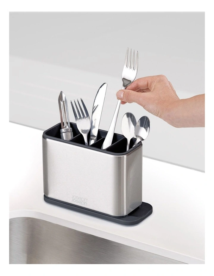 Joseph Joseph Surface Stainless Steel Cutlery Drainer Grey - Image 2