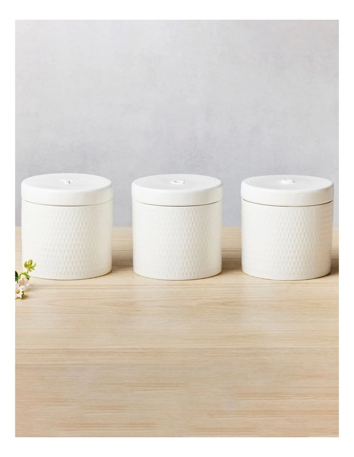 Maxwell & Williams Basics Diamonds Canister 600ml Set Of 3 Gift Boxed In White 3 Maxwell & Williams Basics Diamonds Canister 600ml Set Of 3 Gift Boxed In White - Image 3