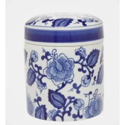 Heritage Hand-painted Cylindrical Canister 12x15cm