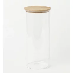 The Cooks Collective Round Bamboo And Glass Storage Canister With Lid 2850ml