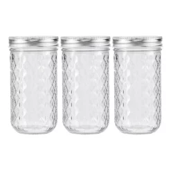 LEMON AND LIME 3PK 350ml Quilted Glass Conserve Canister Jar Food Storage Clear