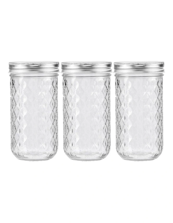LEMON AND LIME 3PK 350ml Quilted Glass Conserve Canister Jar Food Storage Clear 1 LEMON AND LIME 3PK 350ml Quilted Glass Conserve Canister Jar Food Storage Clear