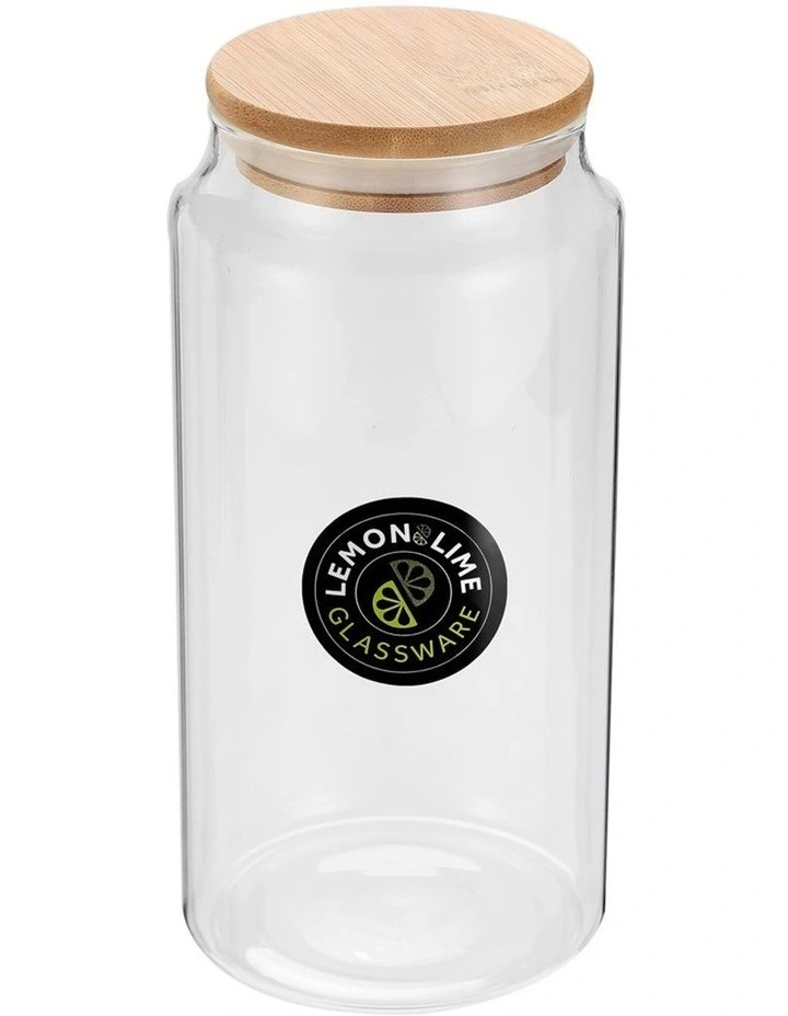 LEMON AND LIME 1.25L Camden Glass Jar W/ Lid Kitchen Canister Food Storage Clear - Image 3