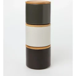 Vue Stackable Canister Set Of 3 In Black/White