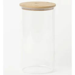 The Cooks Collective Round Bamboo And Glass Storage Canister With Lid 2150ml