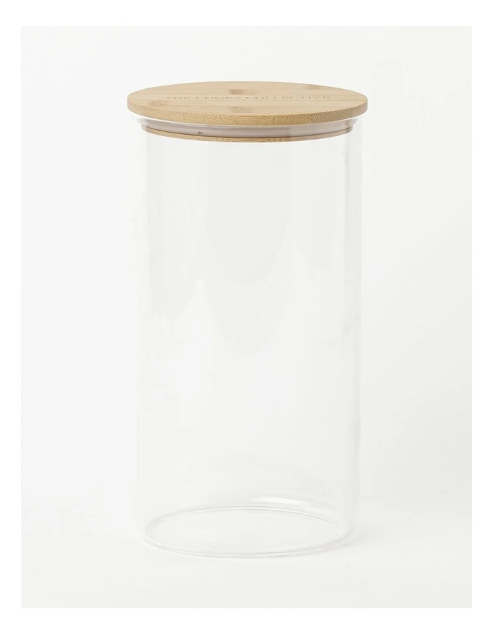 The Cooks Collective Round Bamboo And Glass Storage Canister With Lid 2150ml
