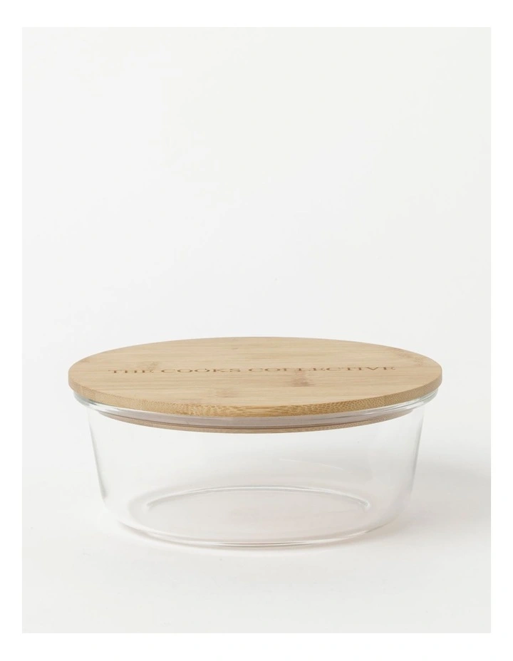The Cooks Collective Round Bamboo And Glass Storage Canister With Lid 950ml