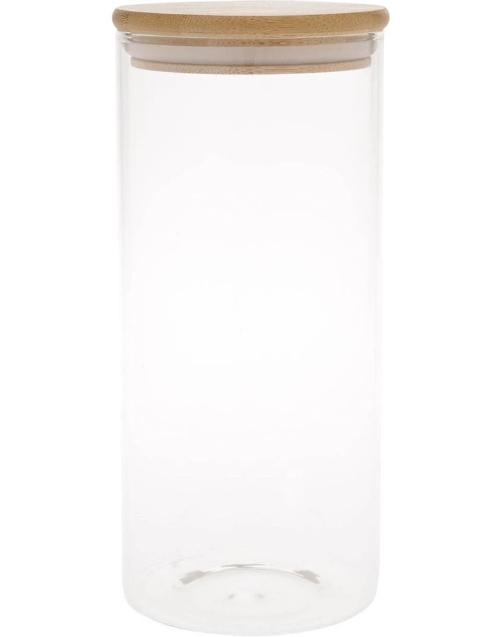 The Cooks Collective Bamboo And Glass 1.4L Storage Canister With Lid 1 The Cooks Collective Bamboo And Glass 1.4L Storage Canister With Lid