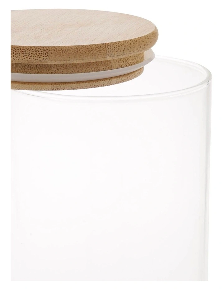 The Cooks Collective Bamboo And Glass 1.4L Storage Canister With Lid 3 The Cooks Collective Bamboo And Glass 1.4L Storage Canister With Lid - Image 3