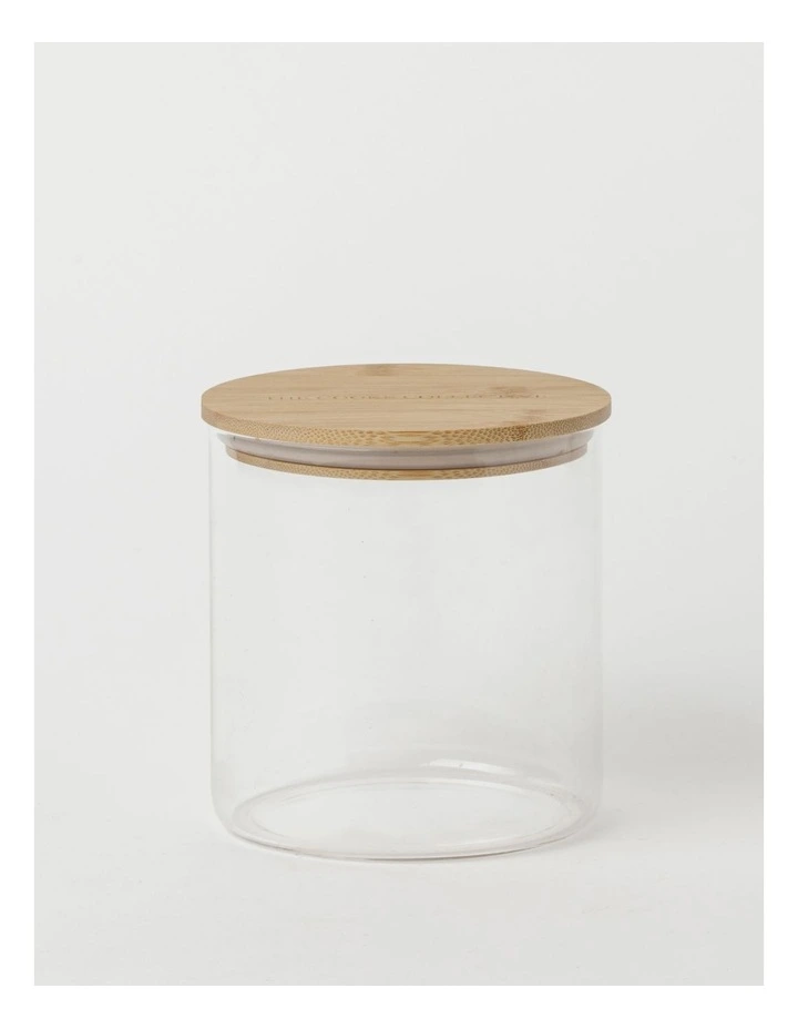 The Cooks Collective Round Bamboo And Glass Storage Canister With Lid 1 Litre