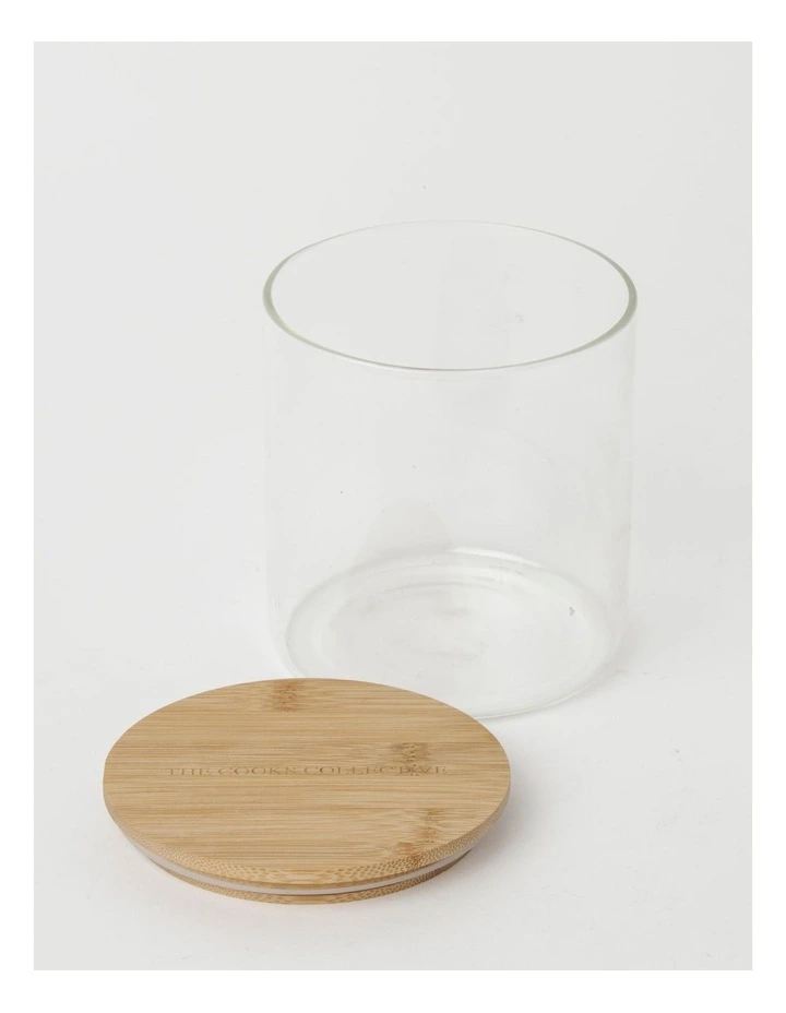 The Cooks Collective Round Bamboo And Glass Storage Canister With Lid 1 Litre - Image 2