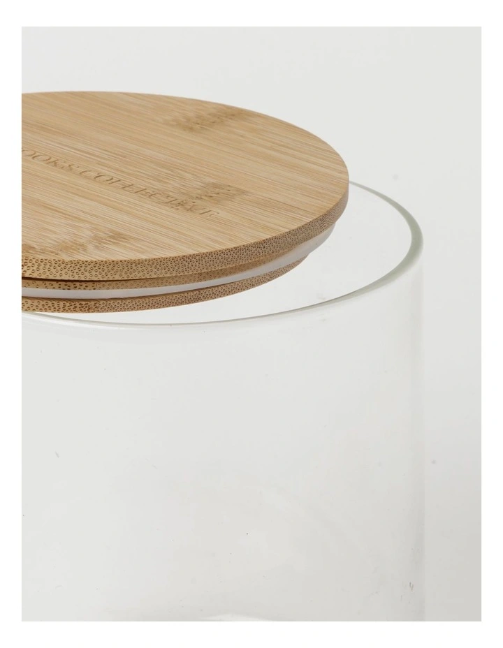 The Cooks Collective Round Bamboo And Glass Storage Canister With Lid 1 Litre - Image 3