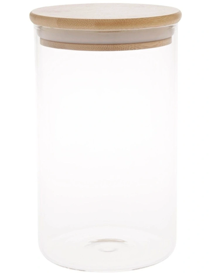 The Cooks Collective Bamboo And Glass 1L Storage Canister With Lid 1 The Cooks Collective Bamboo And Glass 1L Storage Canister With Lid