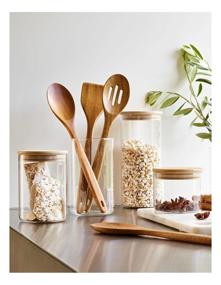 The Cooks Collective Bamboo And Glass 1L Storage Canister With Lid 2 The Cooks Collective Bamboo And Glass 1L Storage Canister With Lid - Image 2