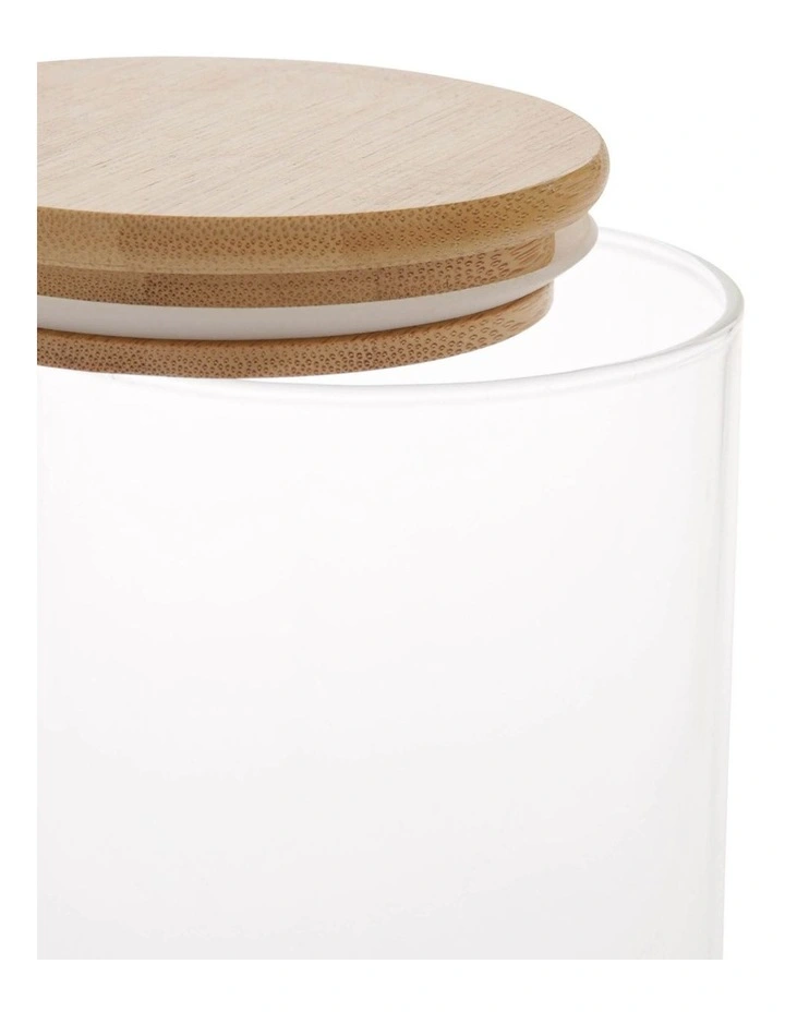 The Cooks Collective Bamboo And Glass 1L Storage Canister With Lid 3 The Cooks Collective Bamboo And Glass 1L Storage Canister With Lid - Image 3