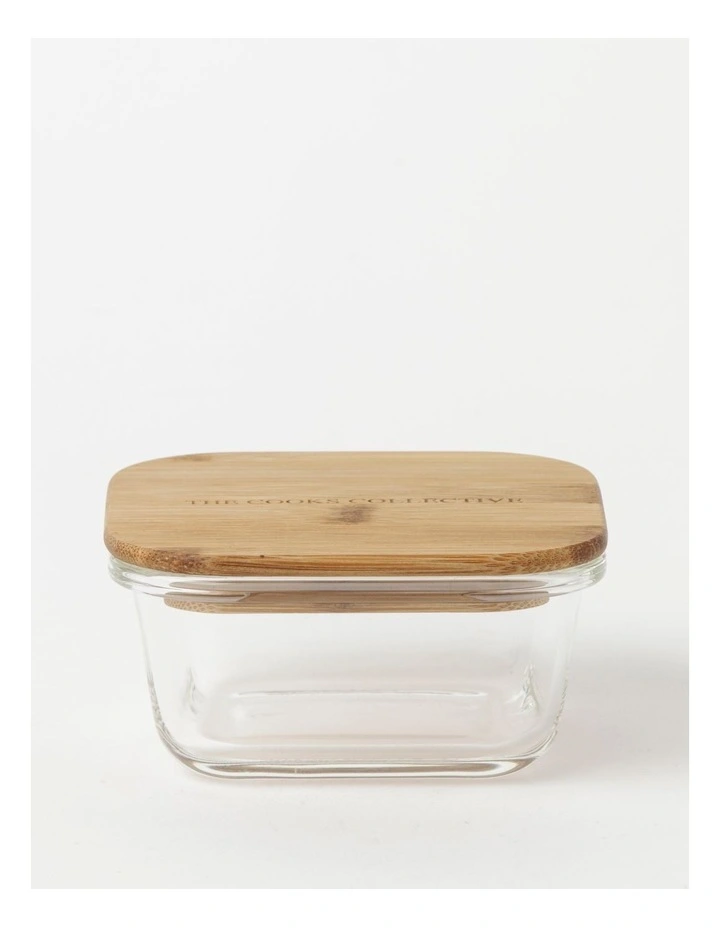 The Cooks Collective Square Bamboo And Glass Storage Canister With Lid 520ml 1 The Cooks Collective Square Bamboo And Glass Storage Canister With Lid 520ml