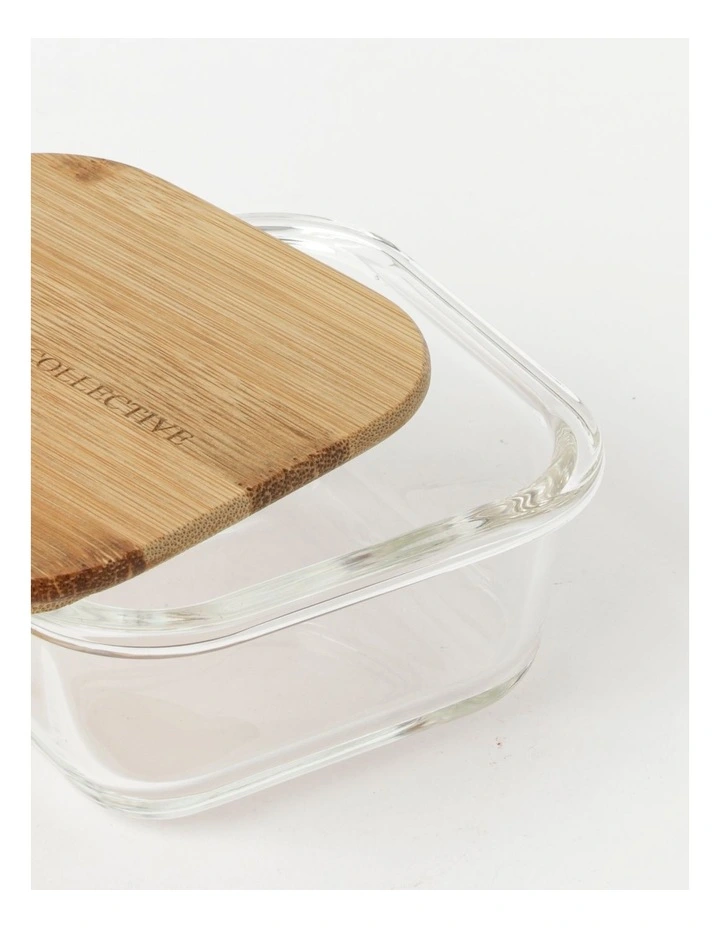 The Cooks Collective Square Bamboo And Glass Storage Canister With Lid 520ml 3 The Cooks Collective Square Bamboo And Glass Storage Canister With Lid 520ml - Image 3