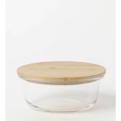 The Cooks Collective Round Bamboo And Glass Storage Canister With Lid 620ml