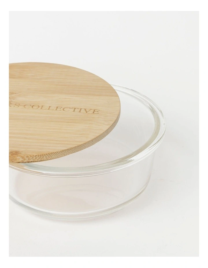 The Cooks Collective Round Bamboo And Glass Storage Canister With Lid 620ml - Image 3