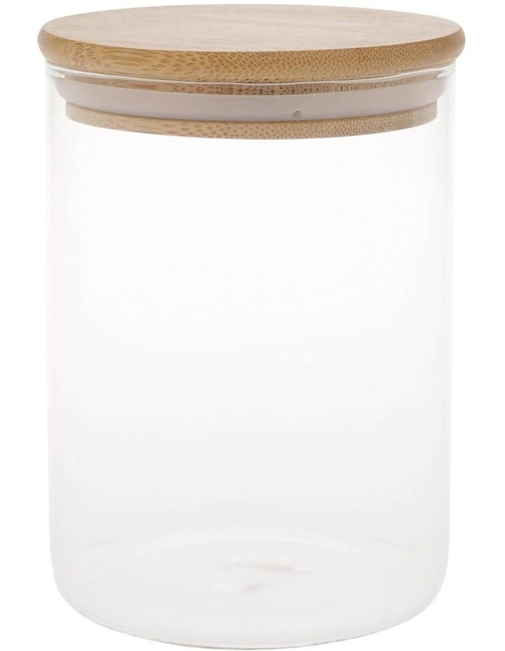 The Cooks Collective Bamboo And Glass 840ml Storage Canister With Lid