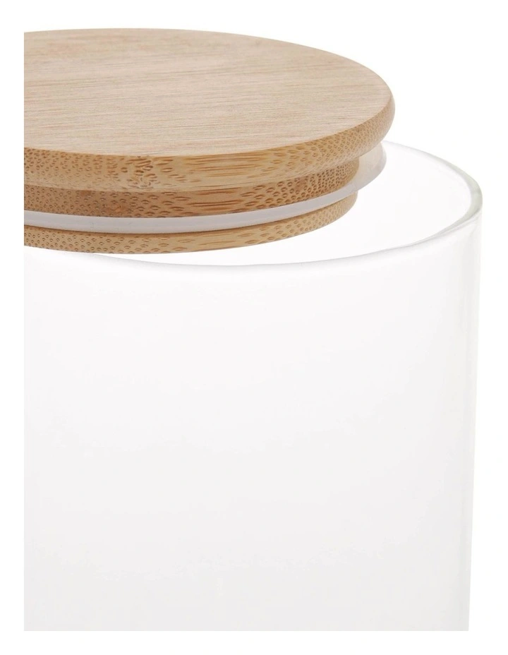 The Cooks Collective Bamboo And Glass 840ml Storage Canister With Lid - Image 3