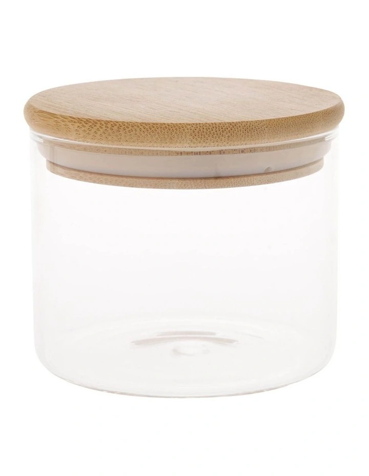 The Cooks Collective Bamboo And Glass 460ml Storage Canister With Lid