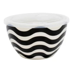 Salt&pepper Lunch2go Bowl With Lid 15x9cm In Black/White