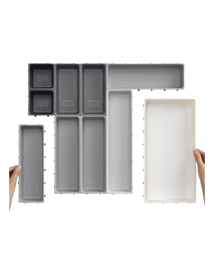 Joseph Joseph Blox 10-piece Drawer Organiser Set Grey 2 Joseph Joseph Blox 10-piece Drawer Organiser Set Grey - Image 2