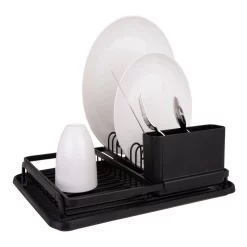 D.line Aluminium Dish Rack W/ Draining Board Black
