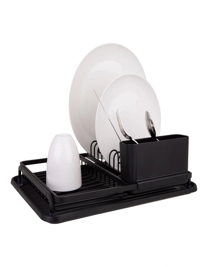 D.line Aluminium Dish Rack W/ Draining Board Black