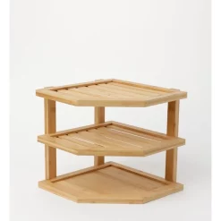 The Cooks Collective Bamboo 3 Tier Corner Shelf