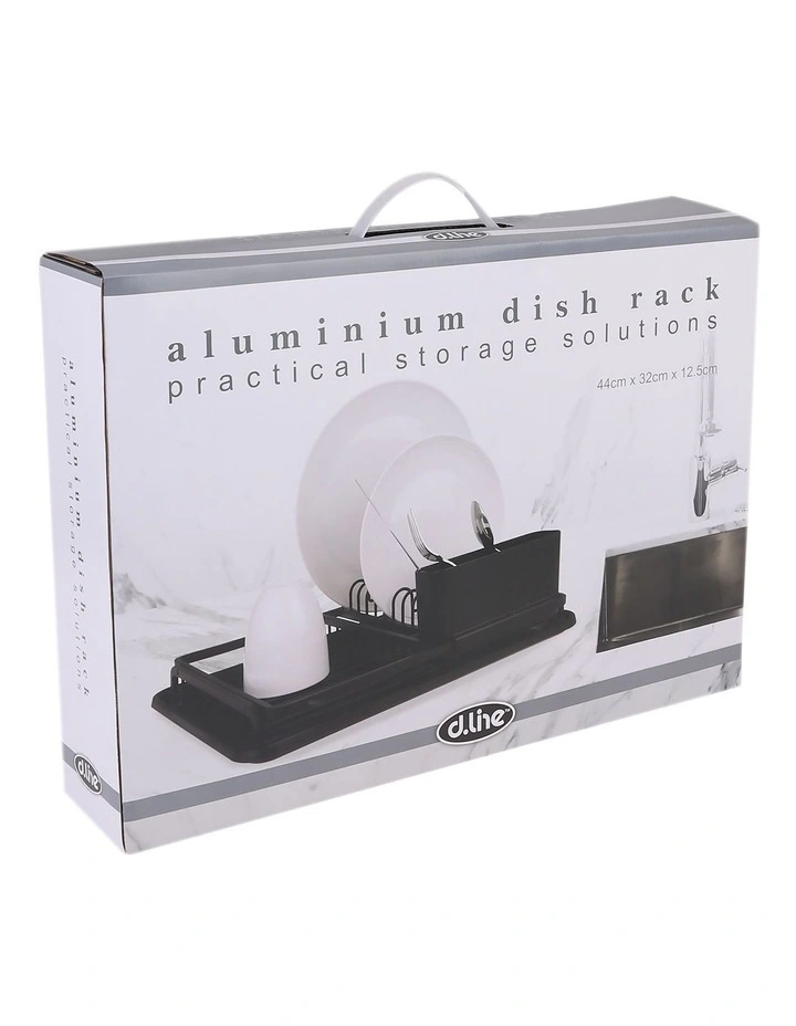 D.line Aluminium Dish Rack W/ Draining Board Black - Image 4