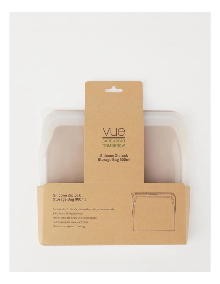Vue Silicone Ziplock Storage Bag 900ml In Clear