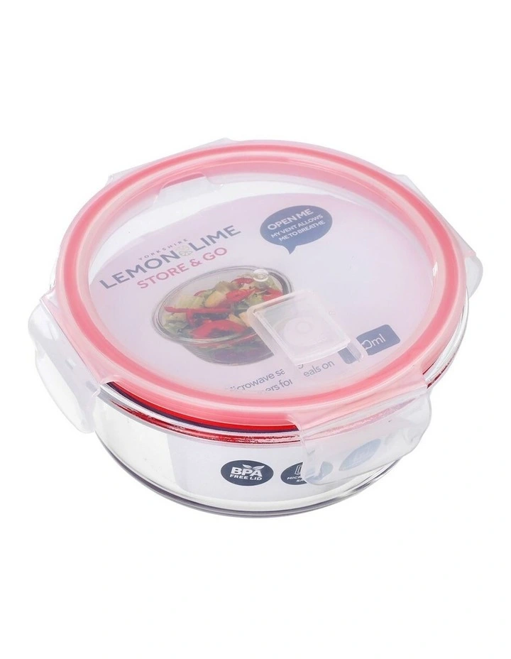 LEMON AND LIME Lemon & Lime Yorkshire Store & Go 620ml Round Glass Food Storage Container