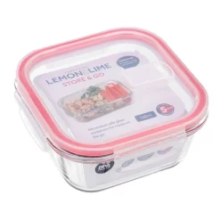 LEMON AND LIME Lemon & Lime Yorkshire Store & Go 760ml Square Glass Food Storage Container
